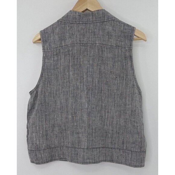 Unbranded 100% Linen Gray Collared‎ Button Sleeveless Blouse Lagenlook Sz S, USA - Picture 2 of 9